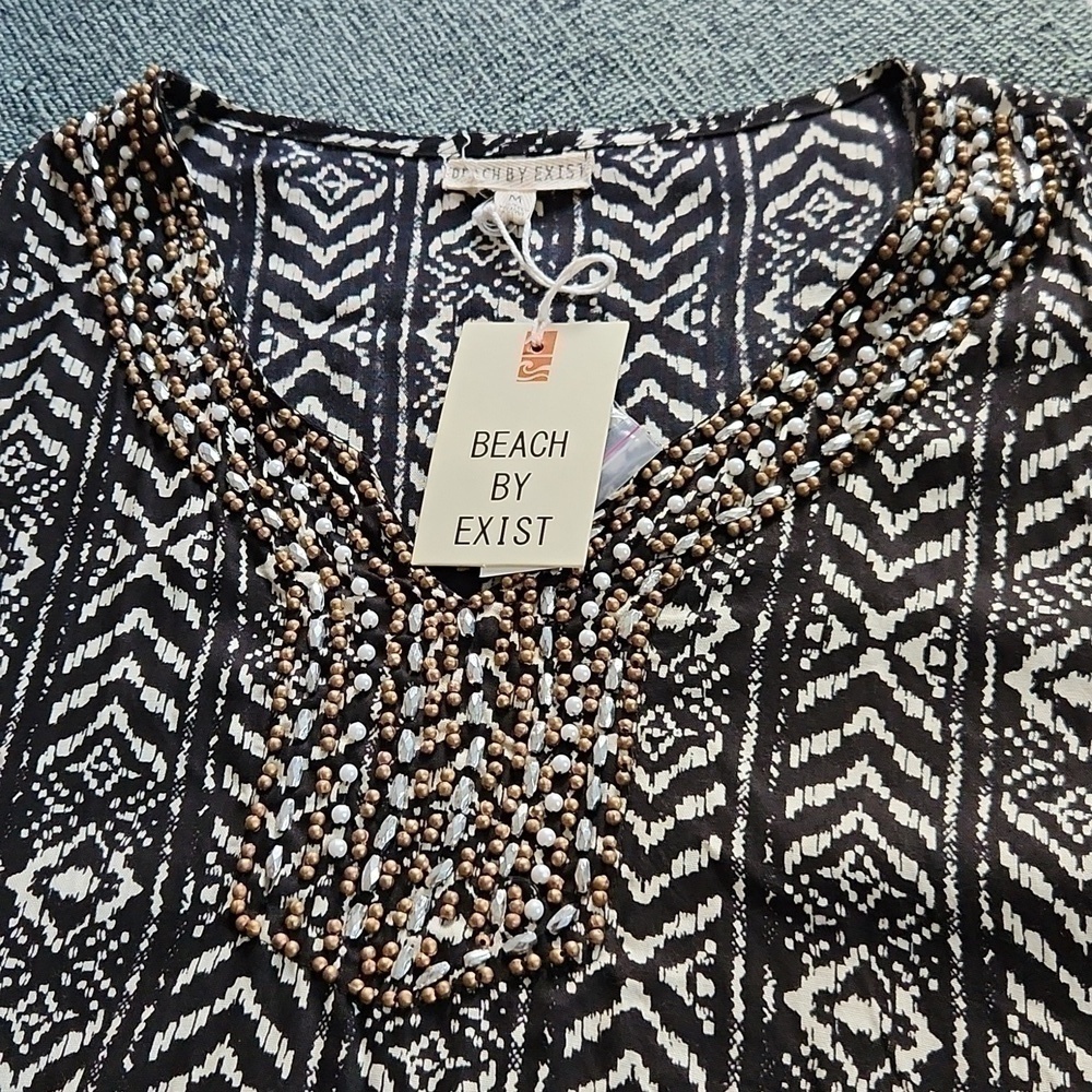 Beach Cover up or just beautiful shirt Bohemian beach Tunic beaded - Picture 2 of 8